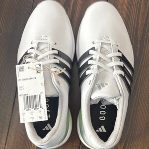 Adidas Woman’s  White and Black Athletic Golf Shoes